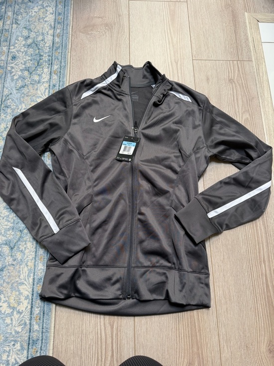 Nike Jackets & Blazers - Women’s Nike Grey Jacket with White Stripes - Full Zip Training Top Athletic